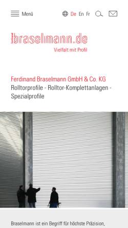 Vorschau der mobilen Webseite www.braselmann.de, Ferdinand Braselmann GmbH & Co. KG