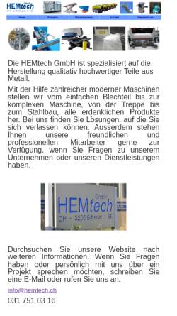 Vorschau der mobilen Webseite www.hemtech.ch, HEMtech GmbH