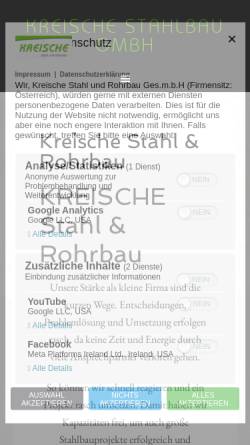 Vorschau der mobilen Webseite kreische.at, Kreische Stahl- und Rohrbau G.e.s.mbH