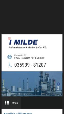 Vorschau der mobilen Webseite www.milde-industrietechnik.de, Milde Industrietechnik GmbH & Co. KG
