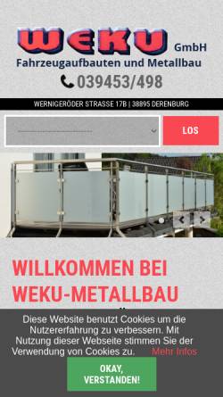 Vorschau der mobilen Webseite www.weku-metallbau.de, WEKU GmbH Fahrzeugaufbauten und Metallbau