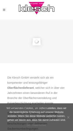 Vorschau der mobilen Webseite www.klesch.de, Klesch GmbH Kunststoffbeschichtungen