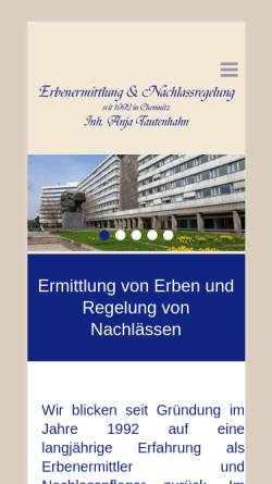 Vorschau der mobilen Webseite www.erben-web.de, Erbenermittlung und Nachlaßregelung Rainer Weber