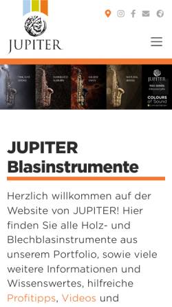 Vorschau der mobilen Webseite www.jupiter.info, Jupiter Blasinstrumente