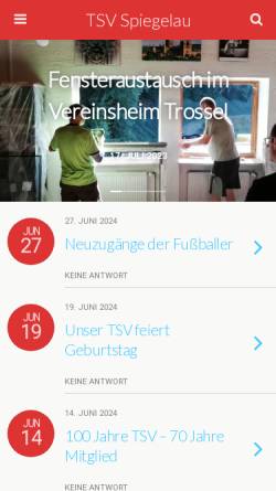 Vorschau der mobilen Webseite www.tsv-spiegelau.de, TSV Spiegelau