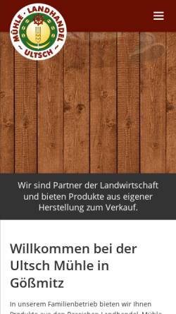 Vorschau der mobilen Webseite www.ultsch-muehle.de, Ultsch Mühle-Landhandel