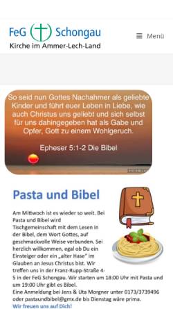 Vorschau der mobilen Webseite schongau.feg.de, Freie Evangelische Gemeinde Schongau