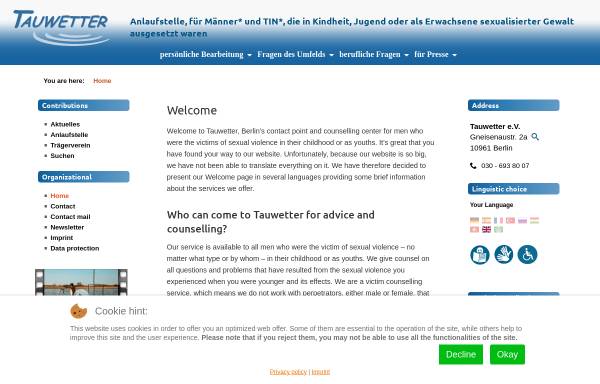Vorschau von www.tauwetter.de, Tauwetter e.V.