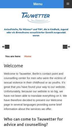 Vorschau der mobilen Webseite www.tauwetter.de, Tauwetter e.V.