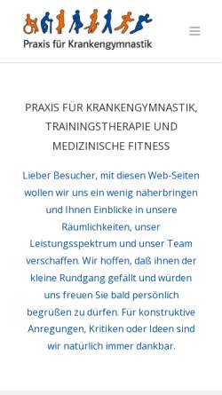 Vorschau der mobilen Webseite www.therapie-schorndorf.de, Praxis für Krankengymnastik, Trainingstherapie und medizinische Fitness