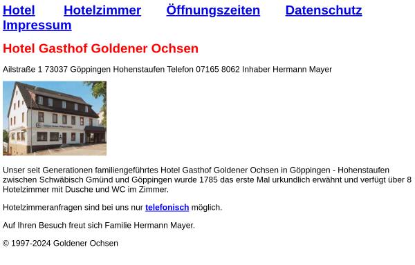 Vorschau von www.hotel-goldener-ochsen-hohenstaufen.de, Hotel Gasthof Goldener Ochsen Göppingen Hohenstaufen