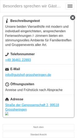 Vorschau der mobilen Webseite www.gutshof-grossheringen.de, Gutshof Sauer