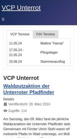 Vorschau der mobilen Webseite vcp-ur.boman.de, VCP Unterrot - Stamm Albrecht von Limpurg