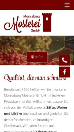 Vorschau der mobilen Webseite www.monraburg-mosterei.de, Monraburg Mosterei GmbH
