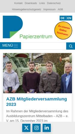 Vorschau der mobilen Webseite www.papiermacherzentrum.de, Papiermacherzentrum