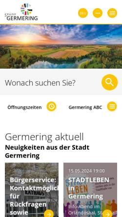 Vorschau der mobilen Webseite www.germering.de, Stadt Germering