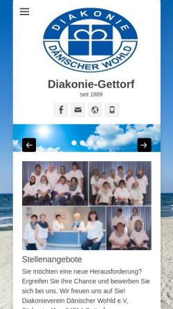 Vorschau der mobilen Webseite www.diakonie-gettorf.de, Diakonieverein Dänischer Wohld e.V.