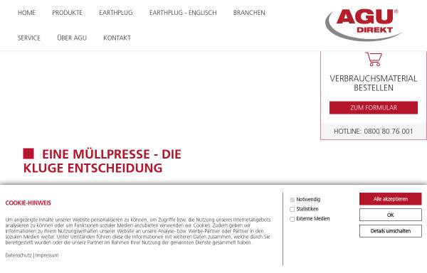Vorschau von www.agu-gmbh.de, AGU-Müllpressen GmbH