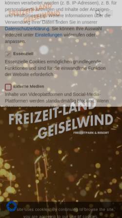 Vorschau der mobilen Webseite www.freizeitlandgeiselwind.de, Freizeit-Land Geiselwind