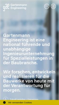 Vorschau der mobilen Webseite www.gae.ch, Gartenmann Engineering AG