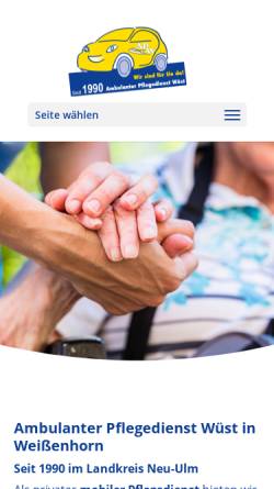 Vorschau der mobilen Webseite www.pflegedienst-wuest.de, Ambulanter Pflegedienst Wüst