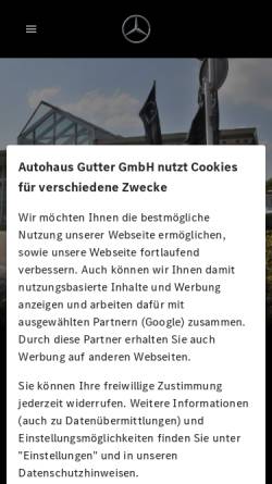 Vorschau der mobilen Webseite www.gutter.mercedes-benz.de, Autohaus Gutter GmbH