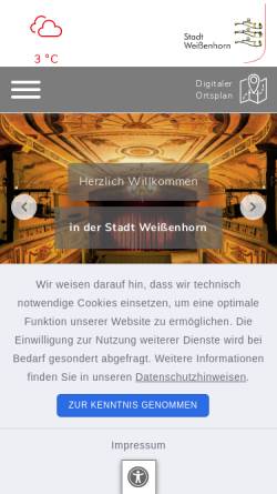 Vorschau der mobilen Webseite www.weissenhorn.de, Stadt Weißenhorn