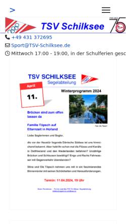 Vorschau der mobilen Webseite www.tsv-schilksee.de, TSV Schilksee