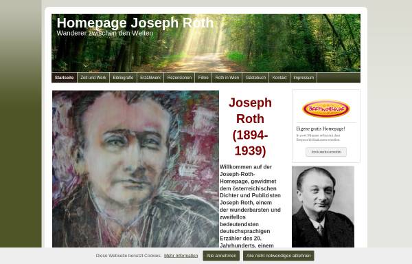 Vorschau von www.josephroth.de, Joseph Roth Homepage