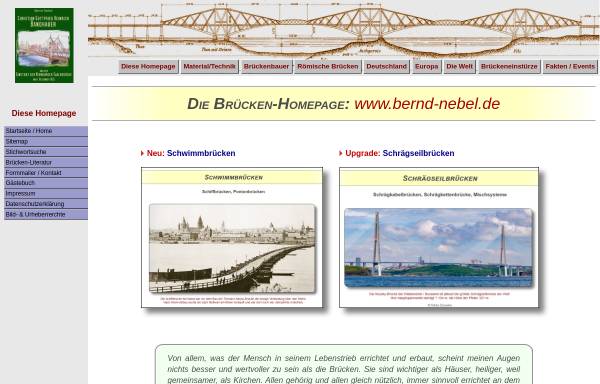 Vorschau von www.bernd-nebel.de, Brücken - Architektur, Technik, Geschichte