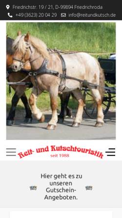 Vorschau der mobilen Webseite www.reitundkutsch.de, Reit- und Kutschtouristik Rainer Ortlepp