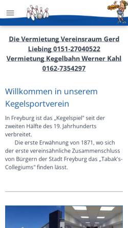 Vorschau der mobilen Webseite www.ksv-blau-weiss-freyburg.de, KSV Blau-Weiß Freyburg e.V.