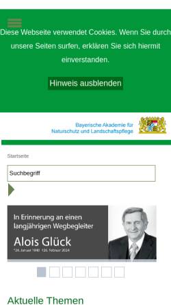 Vorschau der mobilen Webseite www.anl.bayern.de, Bayerische Akademie für Naturschutz und Landschaftspflege