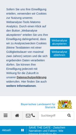 Vorschau der mobilen Webseite www.statistik.bayern.de, Bayerisches Landesamt für Statistik und Datenverarbeitung