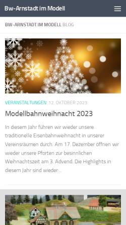 Vorschau der mobilen Webseite www.bw-arnstadt-modell.de, Interessengemeinschaft zur Erhaltung des Bw - Arnstadt im Modell e.V.
