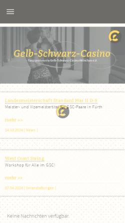 Vorschau der mobilen Webseite www.gsc-muenchen.de, TSV Gelb-Schwarz-Casino München e.V.