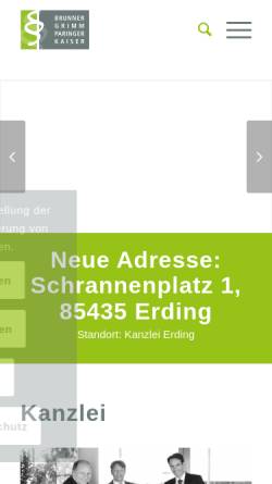 Vorschau der mobilen Webseite www.ra-bgp.de, Anwaltskanzlei Brunner, Grimm und Paringer