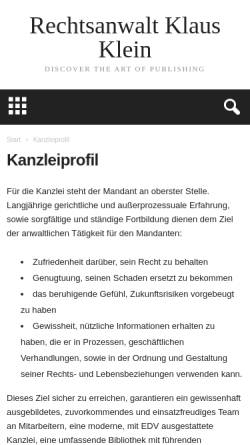 Vorschau der mobilen Webseite www.rechtsanwalt-klein.de, Rechtsanwaltskanzlei Klaus Klein