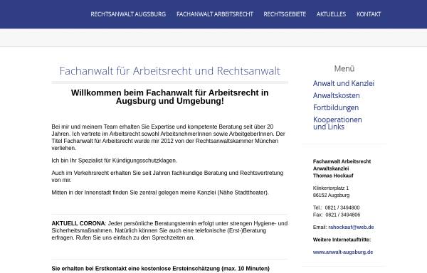 Vorschau von www.anwalt-arbeitsrecht-augsburg.de, Kanzlei Hockauf