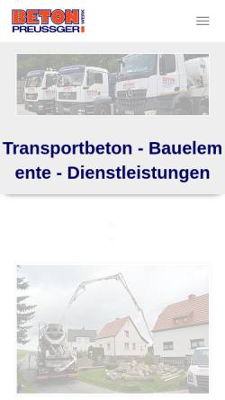 Vorschau der mobilen Webseite www.betonwerk-preussger.de, Betonwerk Preussger