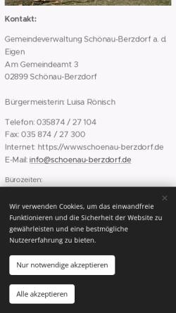 Vorschau der mobilen Webseite www.schoenau-berzdorf.de, Schönau-Berzdorf auf dem Eigen