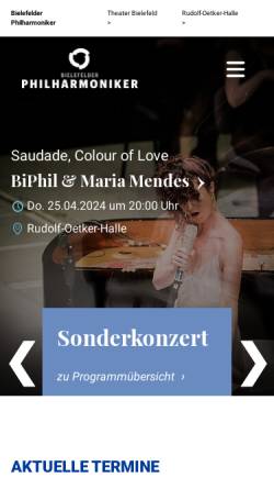 Vorschau der mobilen Webseite bielefelder-philharmoniker.de, Bielefelder Philharmoniker
