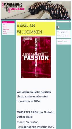 Vorschau der mobilen Webseite www.musikverein-bielefeld.de, Musikverein der Stadt Bielefeld