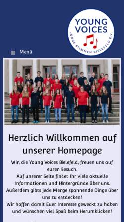 Vorschau der mobilen Webseite www.young-voices-bielefeld.de, Young Voices - Junge Stimmen - Bielefeld e.V.