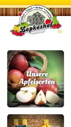 Vorschau der mobilen Webseite www.lepkeshof.de, Lepkeshof der Familie Scheidt
