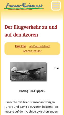 Vorschau der mobilen Webseite www.azoren-reisen.net, Outdoor Reisecenter GmbH