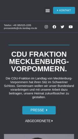 Vorschau der mobilen Webseite www.cdu-fraktion.de, CDU-Landtagsfraktion Mecklenburg-Vorpommern