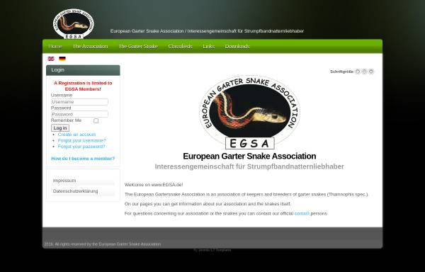 Vorschau von www.egsa.de, European Garter Snake Association