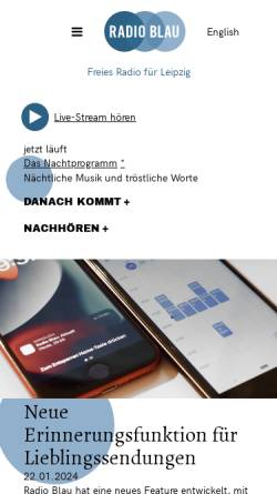 Vorschau der mobilen Webseite www.radioblau.de, Radio Blau