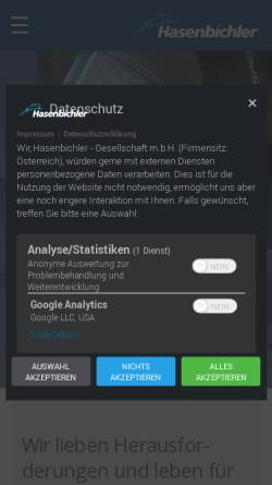 Vorschau der mobilen Webseite hasenbichler-kaelte.at, Hasenbichler GmbH